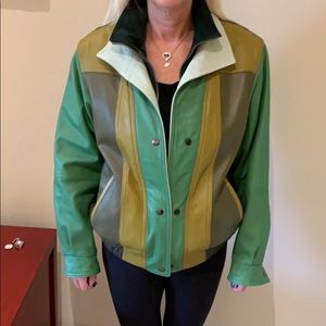 Genuine leather bomber jacket